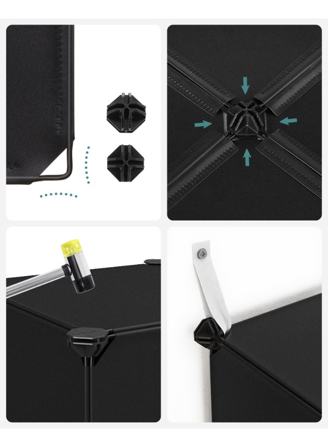 SONGMICS وحدة تخزين 16 مكعب من سونغميكس، رف أحذية، نظام رفوف قابل للتخصيص، مكعبات قابلة للتكديس، رف بلاستيك PP، خزانة، فاصل خزانة، لغرفة النوم، المكتب، 31 × 153 × 153 سم، أسود - Image 4