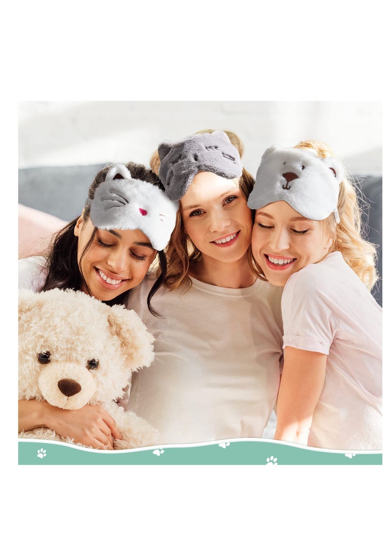 SOLARAE 3 Pack Sleeping Eye Mask, Animal Design Soft Masks, Soft Funny Eye Blindfold, Adjustable and Elastic Eye Mask, Suitable for Women Men Kids - Image 4