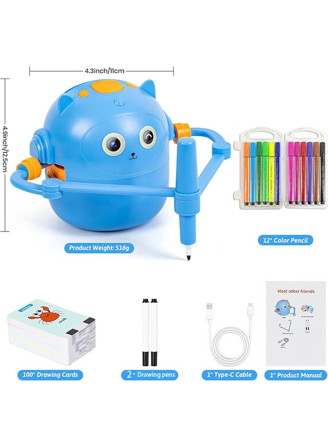 جُودِيَّة روبوت رسم للأطفال، لعبة روبوت الرسم مع 100 بطاقة كلمات و16 قلم ألوان، روبوت رسم تعليمي قابل لإعادة الشحن للبنات والأولاد من عمر 3 سنوات فما فوق - Image 4
