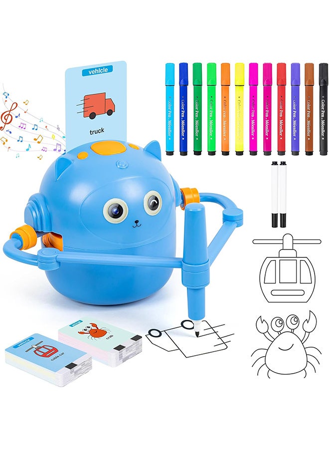 جُودِيَّة روبوت رسم للأطفال، لعبة روبوت الرسم مع 100 بطاقة كلمات و16 قلم ألوان، روبوت رسم تعليمي قابل لإعادة الشحن للبنات والأولاد من عمر 3 سنوات فما فوق - Image 1