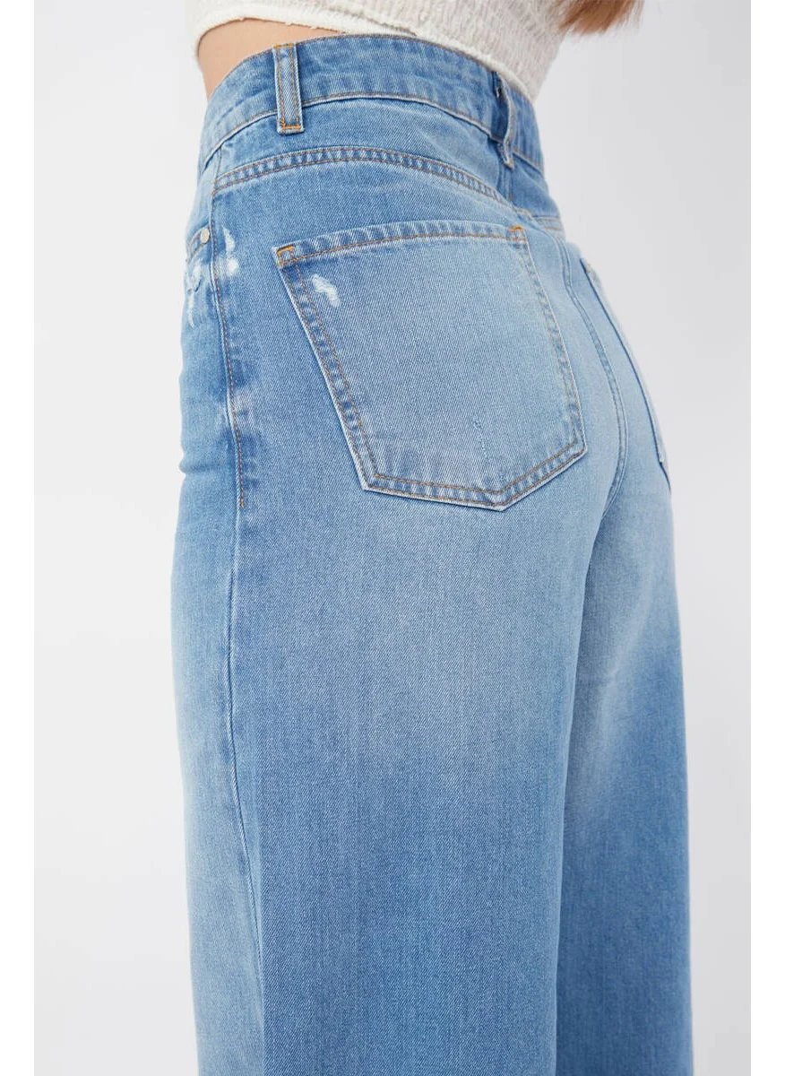 Banny Jeans Women's Blue Wide Leg Long Jeans