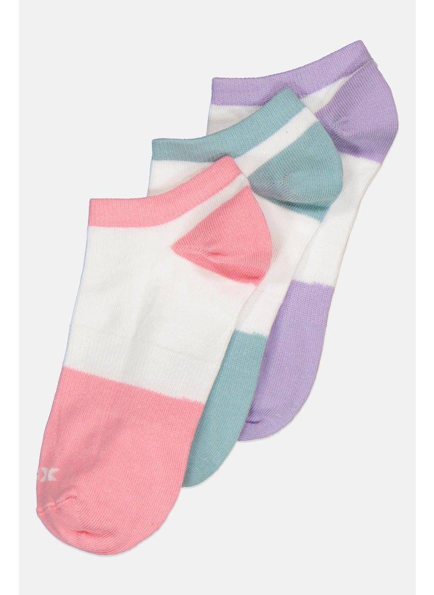 RBX - Women 3 Pairs Brand Logo Ankle Socks, Multicolor - Image 1