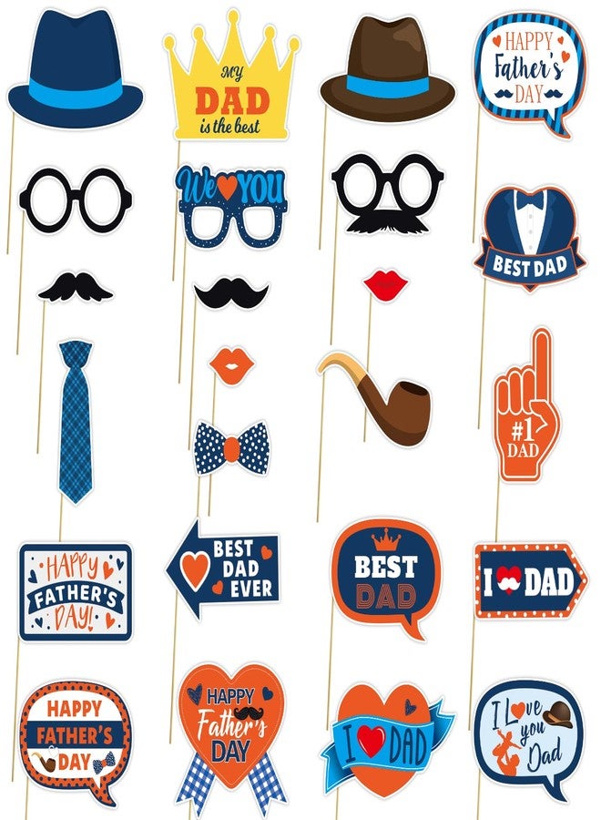 FSHANEE Happy Father’s Day Photo Booth Props Set - Funny Father’s Birthday Party Favors Decorations - Best Dad Party Supplies - Dad Celebrating Photo Booth Props Kit - Set of 24 Counts - Image 1