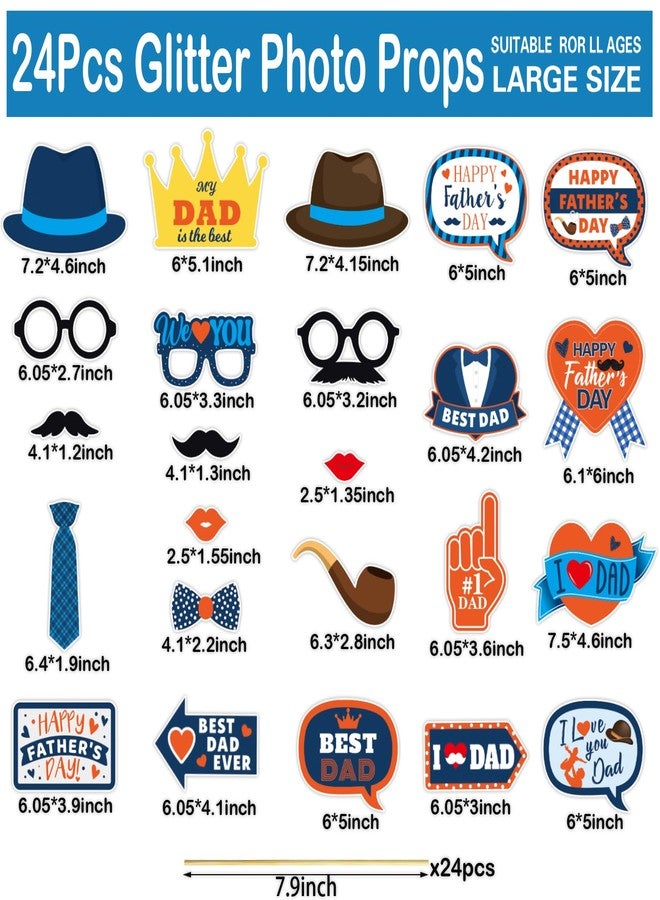 FSHANEE Happy Father’s Day Photo Booth Props Set - Funny Father’s Birthday Party Favors Decorations - Best Dad Party Supplies - Dad Celebrating Photo Booth Props Kit - Set of 24 Counts - Image 2
