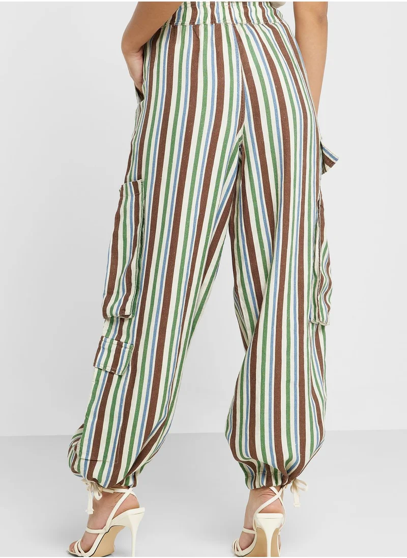 TOPSHOP Striped Pocket Detail Pants