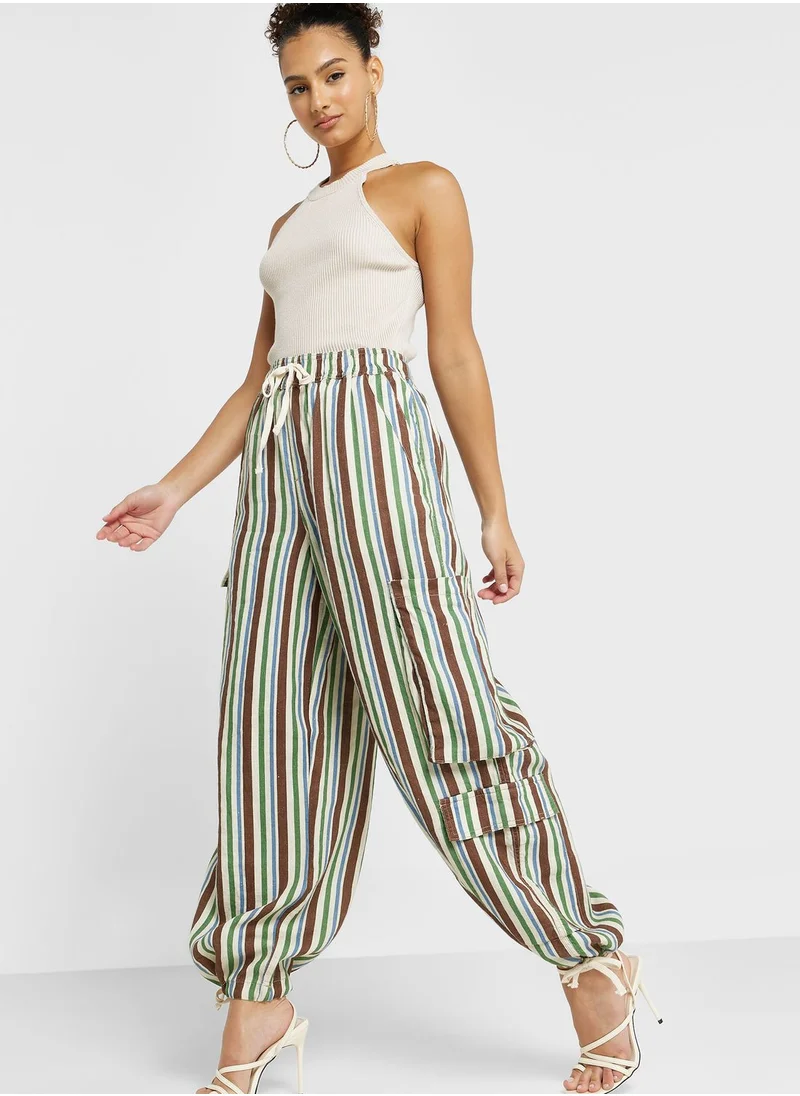 TOPSHOP Striped Pocket Detail Pants