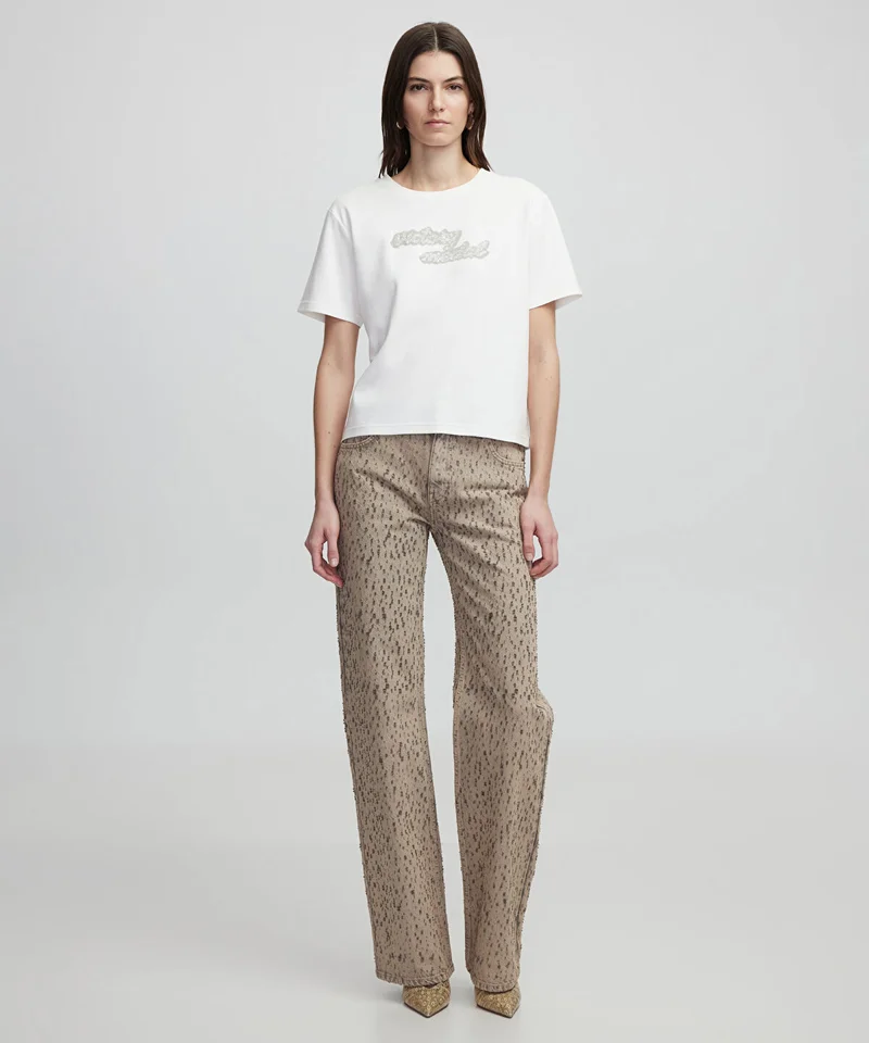 ابيكول T-Shirt With Embroidered Slogan