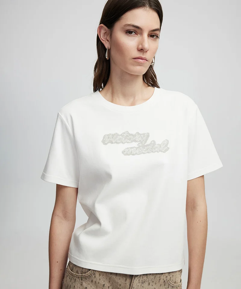 ابيكول T-Shirt With Embroidered Slogan
