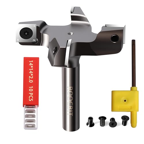 ROOCBIT CNC Spoilboard Surfacing Router Bit, 1/2" Shank 3" Cutting Diameter, Carbide Insert Slab Flattening Router Bit Planing Bit Wood Planer Bit Woodworking Tools Comes with 10PCS Blades - Image 1