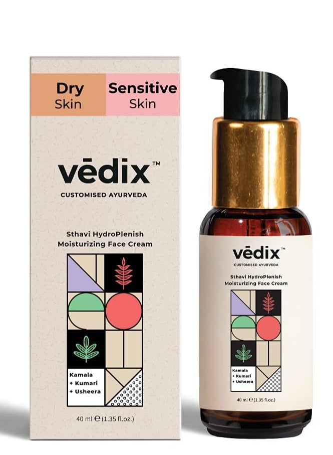 فيدكس سثافي هيدروبلينيش كريم مرطب للوجه للبشرة الجافة/الحساسة مع اللوتس والصبار والأوشيرا ل مرطب الوجه الايورفيدا المخصص - 40 مل - Image 1