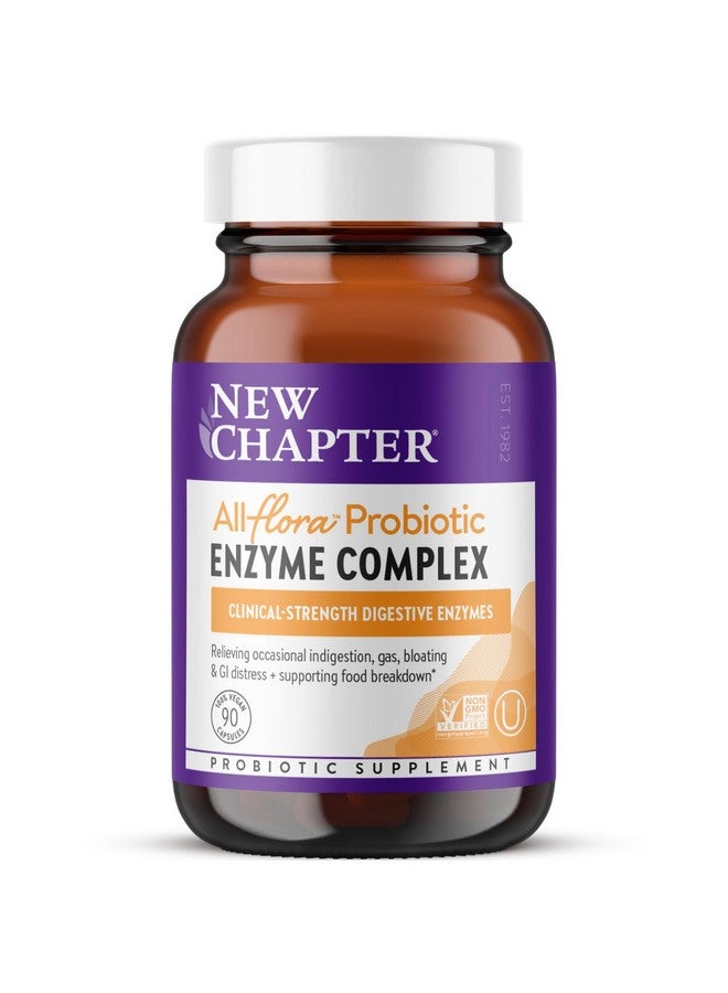 New Chapter فصل جديد مركب إنزيمات جميع النباتات مع البروبيوتيك يخفف الانتفاخ والغازات - إنزيمات هضمية بقوة سريرية + بروبيوتيك مركز للغاية + فيتامين ب12 المخمر، 90 كبسولة نباتية - Image 1