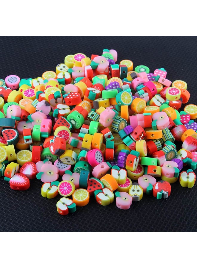 200 Pcs Fruit Polymer Clay Beads, Acrylic Plastic Fruit Beads,10mm Fruit Beads DIY Beads for Necklace Bracelet Jewelry Handmade Making Accessories ( Apple, Orange, Strawberry and Watermelon ) - Image 1