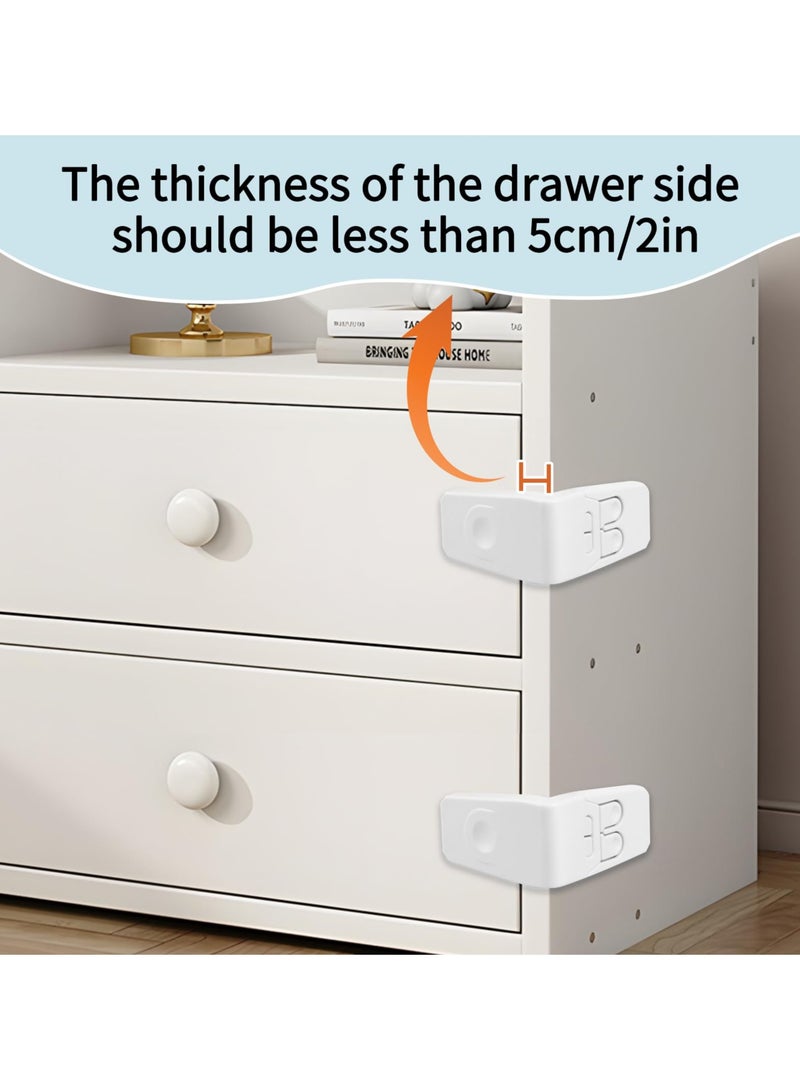 Mr. Penda 8 Pack Safe Drawer Locks, Baby Proofing Angle Type Drawer Lock, Child Safety Locks for Cabinets, Dual button Baby Proofing Corner Locks with Strong, Adhesive for Cabinet (White) - Image 3