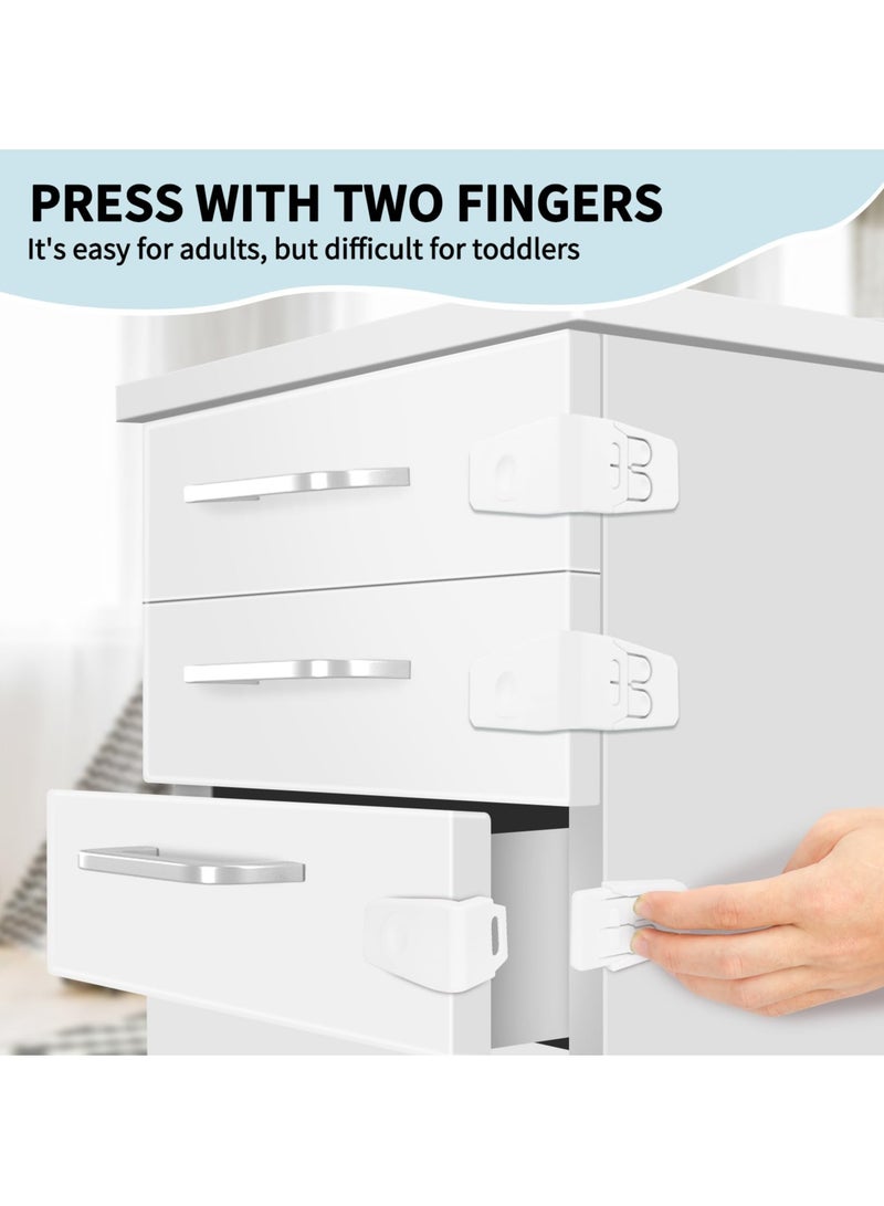 Mr. Penda 8 Pack Safe Drawer Locks, Baby Proofing Angle Type Drawer Lock, Child Safety Locks for Cabinets, Dual button Baby Proofing Corner Locks with Strong, Adhesive for Cabinet (White) - Image 5