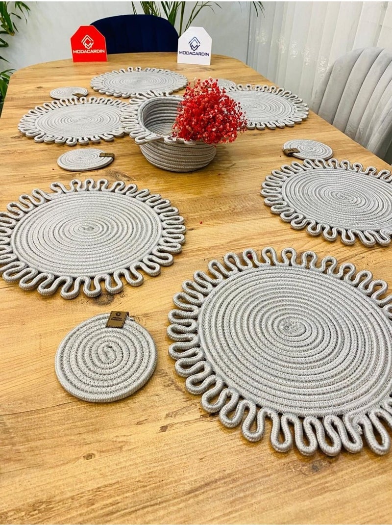 ميكسد 13 قطعة جوت ويكر خدمة أمريكية لوحة كوستر وسلة - Image 2