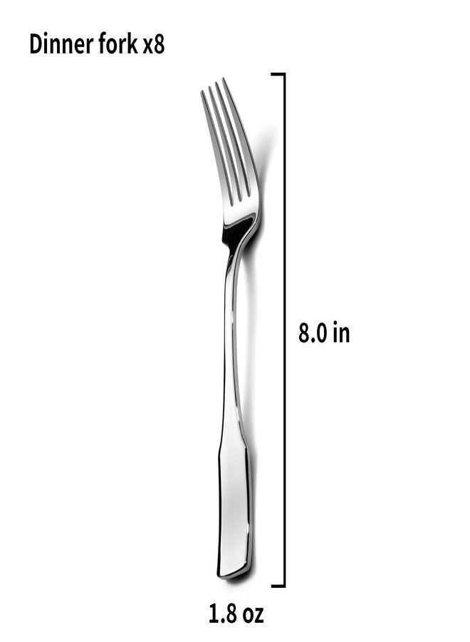 Alata Kate Dinner Forks, Set of 8, Stainless Steel Flatware, Mirror Polished Cutlery, Dishwasher Safe - Image 3