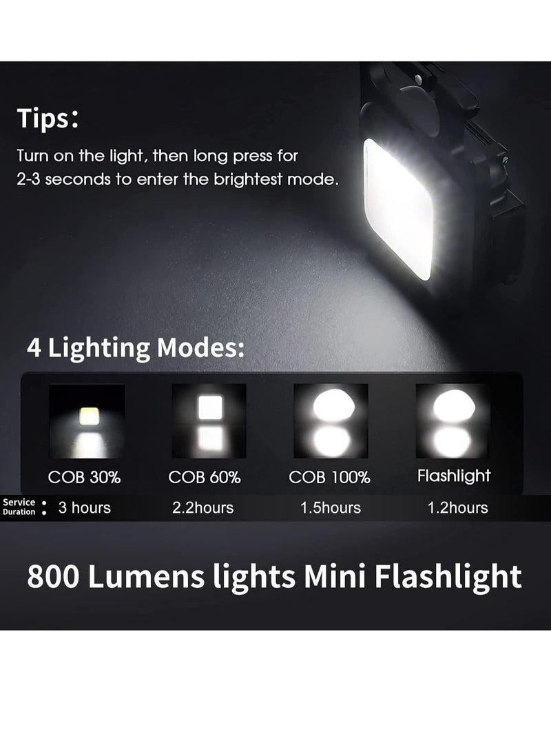 Mini Flashlight, 800Lumens COB Bright Rechargeable Keychain Flashlights,  - Image 3