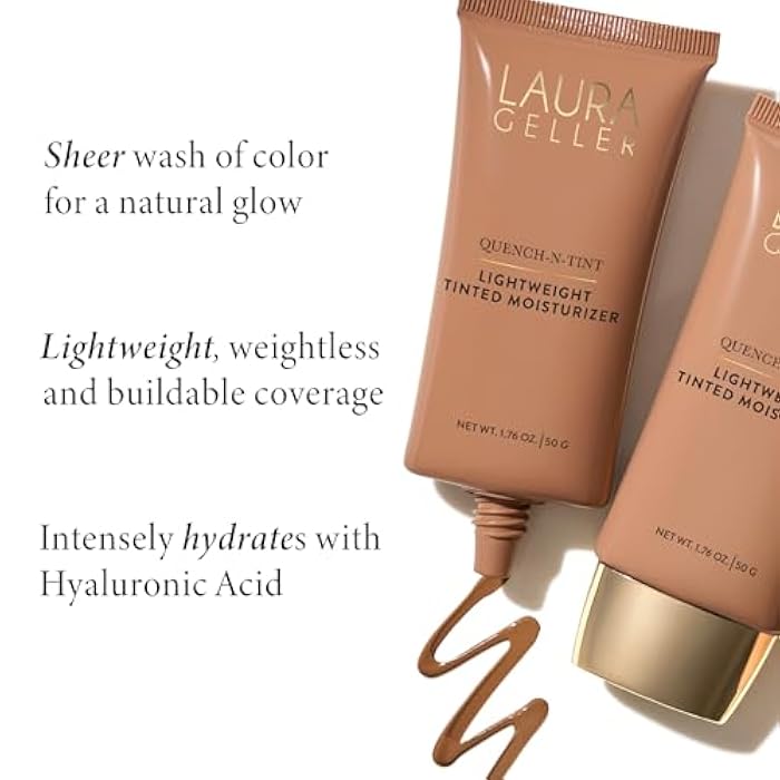 LAURA GELLER NEW YORK Quench-n-Tint Lightweight Tinted Moisturizer, Porcelain/Fair - Sheer to Light Buildable Coverage - Natural Glow Finish - Lightweight Formula - Hydratant Teinte - Image 3