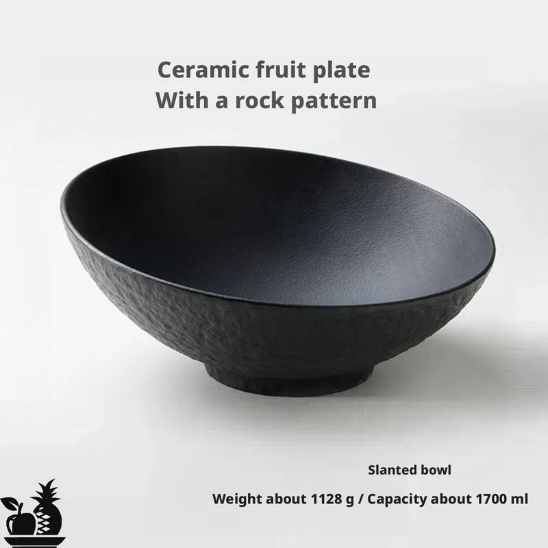 Black Ceramic Fruit Bowl - Image 1