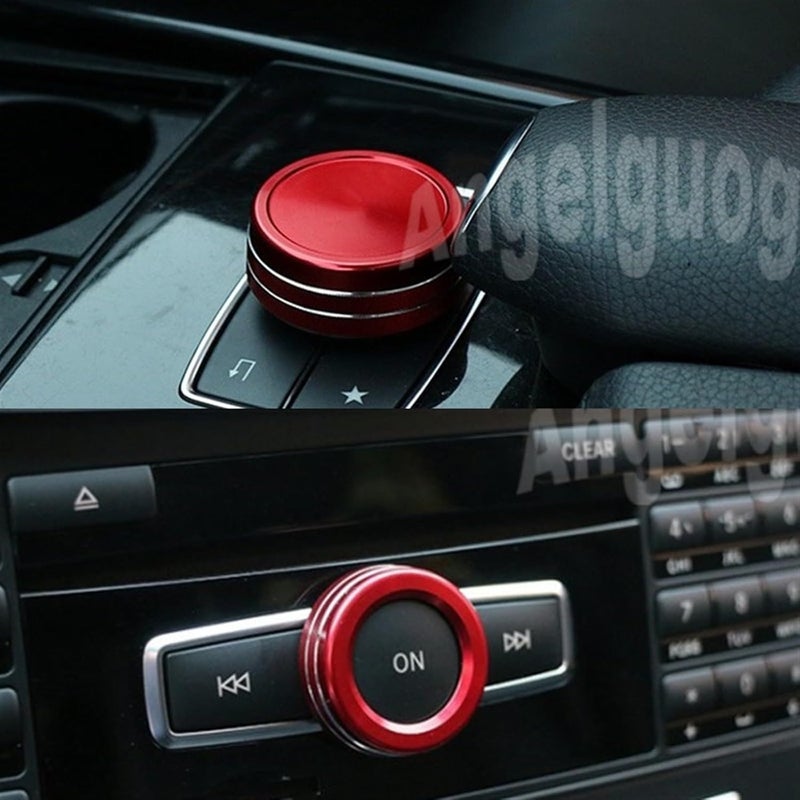 QASULER Car Multimedia Control Knob Cover - Red - Image 5