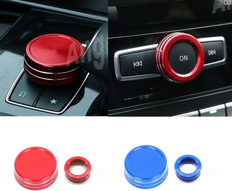 QASULER Car Multimedia Control Knob Cover - Red - Image 2