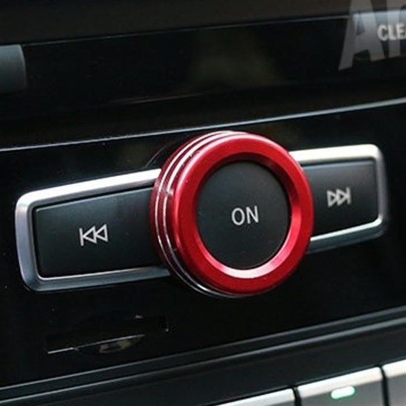 QASULER Car Multimedia Control Knob Cover - Red - Image 4