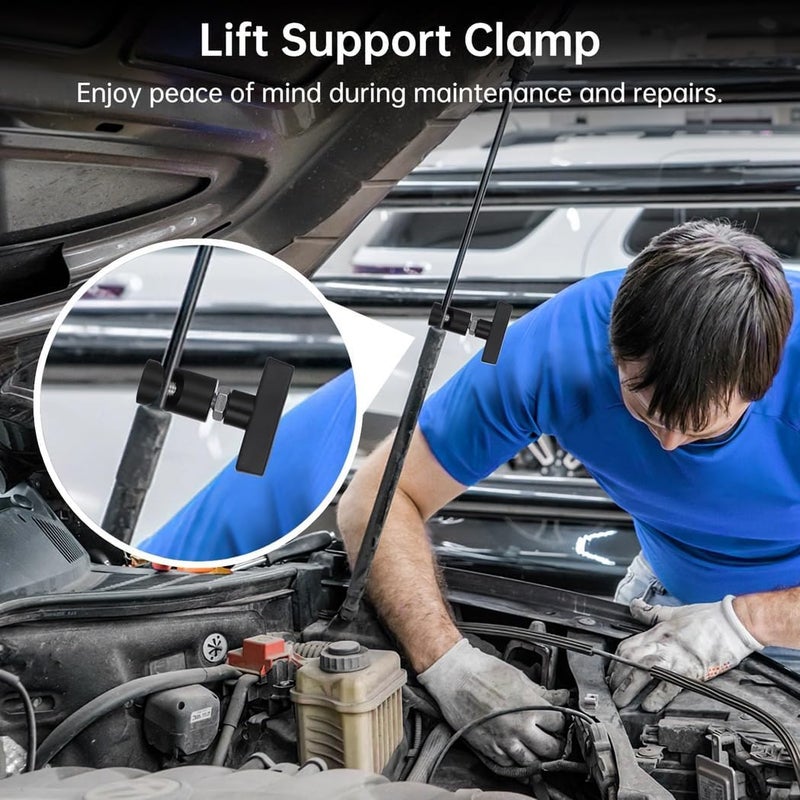 2 Pcs Aluminum Alloy Lift Support Clamps, Strut Retaining Clips for Car Hood, T-Handle Design for Easy Installation - Image 2