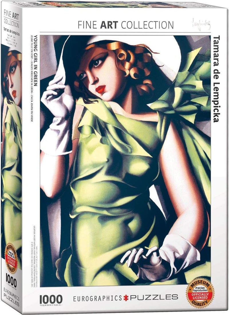 Eurographics 1000-Piece Jigsaw Puzzle - Young Girl in Green by Tamara de Lempicka - Image 1