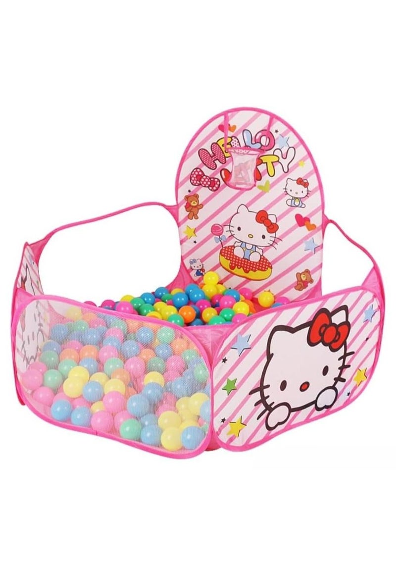هالو كيتي بيت كور للأطفال هالو كيتي  مع سلة صغيرة لون بينك (الكرات غير متضمنة ) (120 × 105 × 35 سم) - Image 1