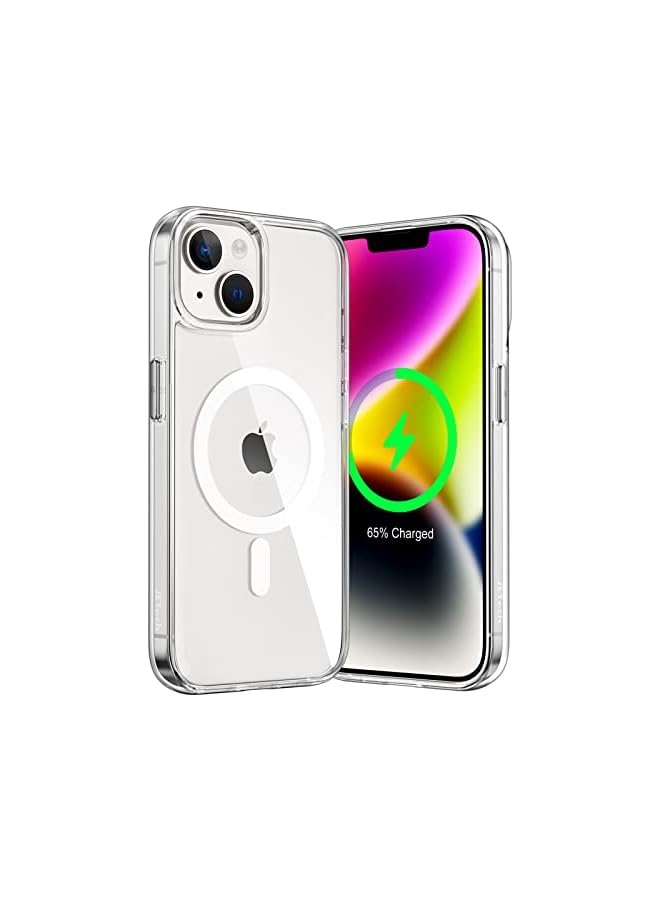 JETech Magnetic Case for iPhone 14 Plus 6.7-inch Compatible with MagSafe Wireless Charging, Shockproof Phone Bumper Cover, Anti-Scratch Clear Back (Clear) - Image 1