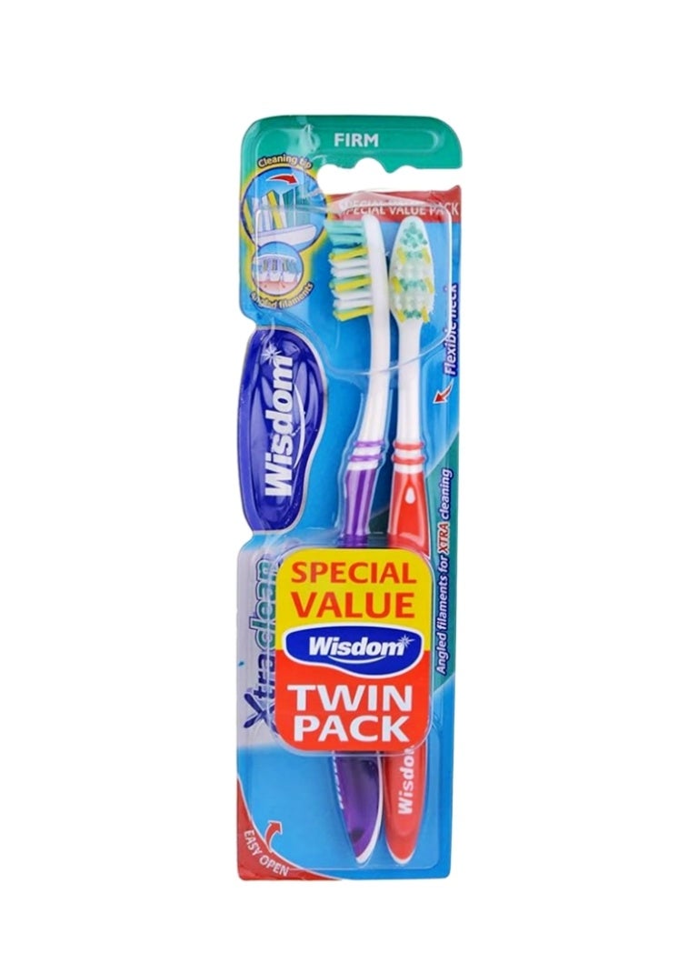 WISDOM Extra Clean Firm Toothbrush Value Pack of 2 Brushes - Image 1