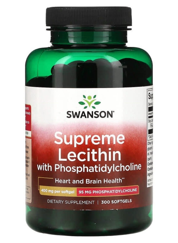 Swanson, Supreme Lecithin with Phosphatidylcholine , 400 mg , 300 Softgels