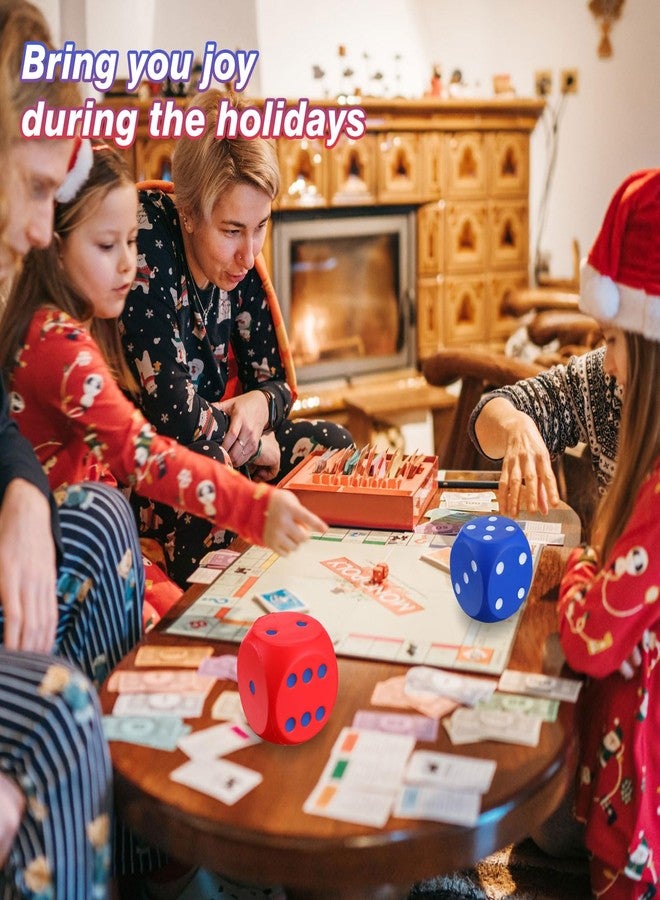 Simgoing 6 Pcs 4 Inch Large Foam Dice Giant Cube with 6 Sided Number Dots Jumbo Soft Slow Big PU Foam Stress Ball for Party Game Math Learning Props Stress Relief Gifts(Red, Blue) - Image 3