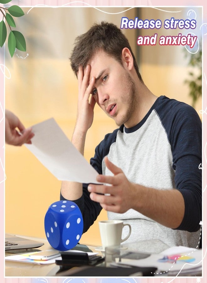 Simgoing 6 Pcs 4 Inch Large Foam Dice Giant Cube with 6 Sided Number Dots Jumbo Soft Slow Big PU Foam Stress Ball for Party Game Math Learning Props Stress Relief Gifts(Red, Blue) - Image 5