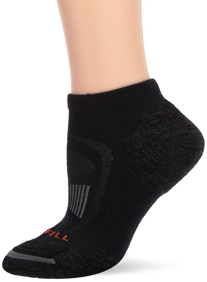 Merrell Men's and Women's Merino Wool Hiking Breathable Moisture Wicking, Arch Support and Blister Prevention Low Cut Sock 1 Pair Pack, Black, Shoe Size: 13-15 - Image 2