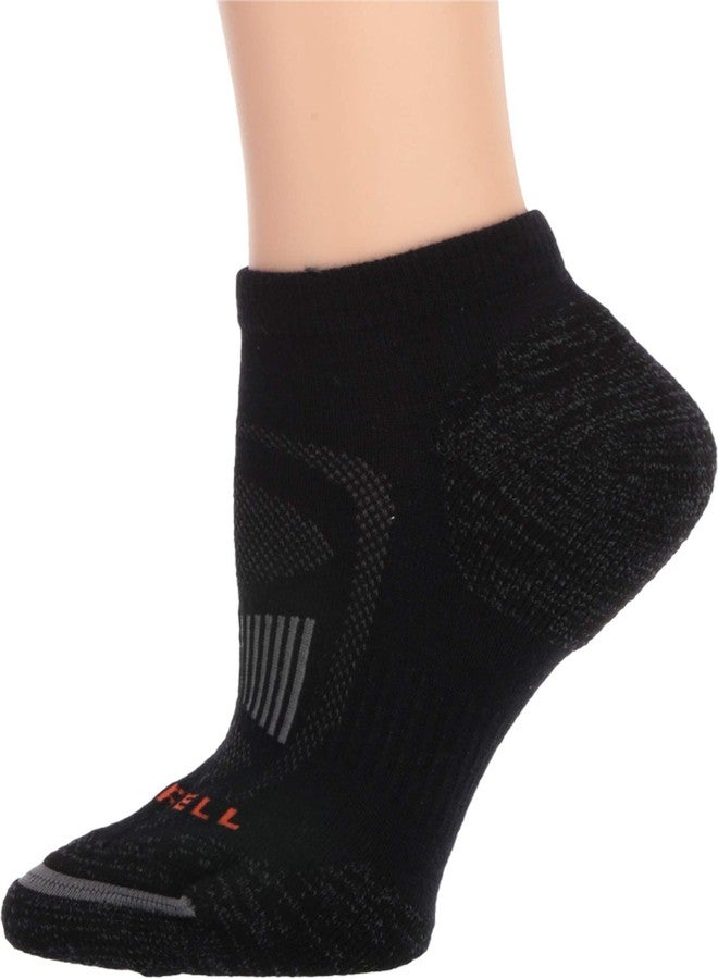 Merrell Men's and Women's Merino Wool Hiking Breathable Moisture Wicking, Arch Support and Blister Prevention Low Cut Sock 1 Pair Pack, Black, Shoe Size: 13-15 - Image 1
