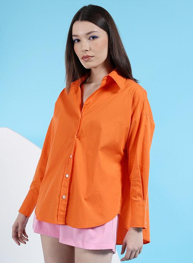 مرفوعة قميص قطني واسع - Image 3