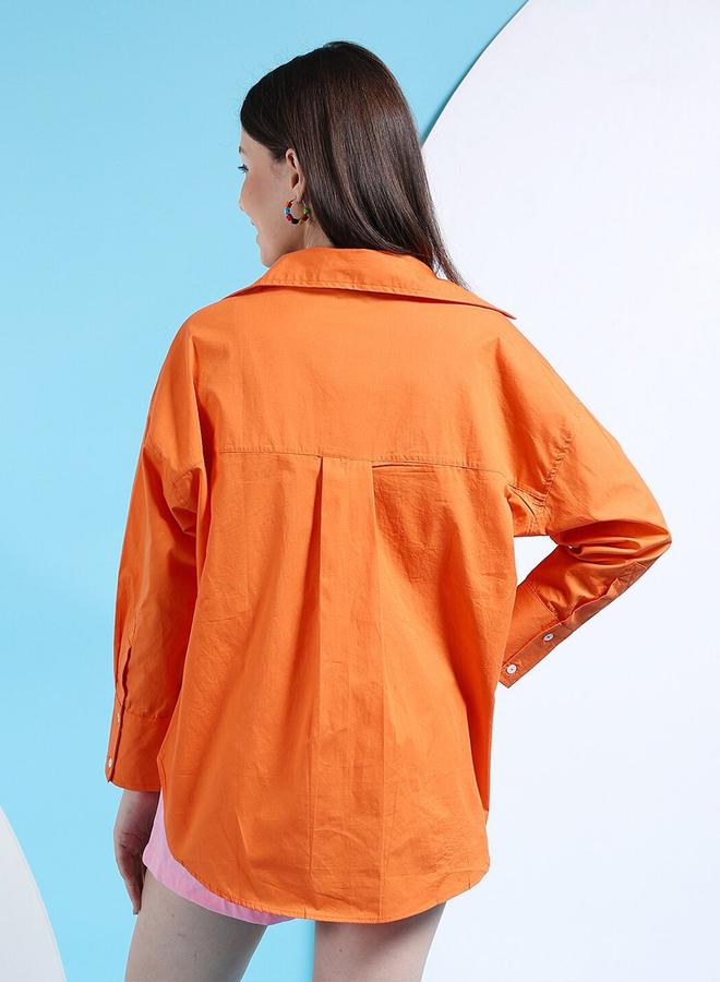 مرفوعة قميص قطني واسع - Image 5