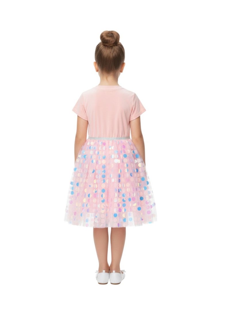 D'Daniela Glitter Dress Shrimp Pink - Image 4