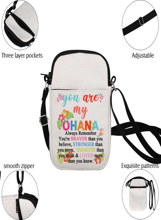 BNQL Ohana Gifts You're My Ohanas Crossbody Bag Ohana Family Gifts Inspirational Hawaiian Hibiscus Flower Bag - Image 3