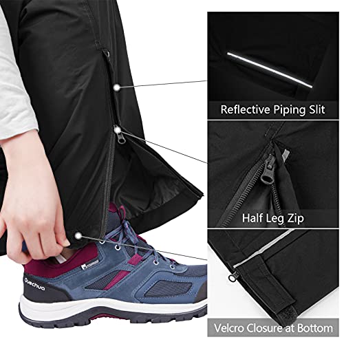 33,000ft Women's Rain Pants, Lightweight Waterproof Rain Over Pants, Windproof Hiking Pants for Outdoor, Fishing, Rainy Day Black - Image 4