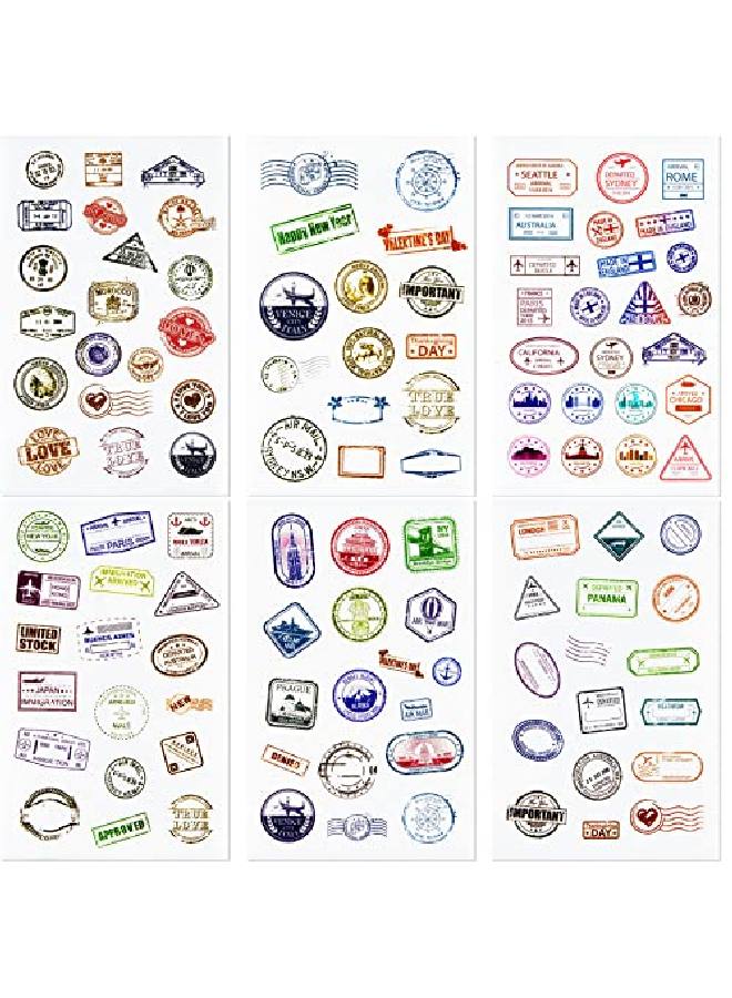 Chinco 60 Sheets (1000 Stickers) Passport Stickers Travel Stickers Passport Postage Stamps Stickers Decorative Vintage Luggage Country Stickers Pack For Laptops Cars Suitcases Scrapbook - Image 1