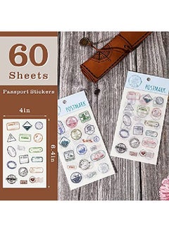 Chinco 60 Sheets (1000 Stickers) Passport Stickers Travel Stickers Passport Postage Stamps Stickers Decorative Vintage Luggage Country Stickers Pack For Laptops Cars Suitcases Scrapbook  - Image 2