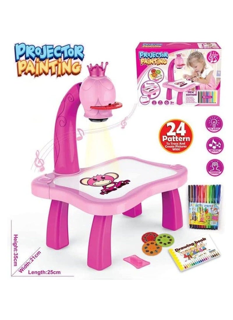 TOY GARDEN Drawing Projector for Kids - Smart Projection Painting Set with Lights & Music | Educational Learning Toy | Pink  - Image 1