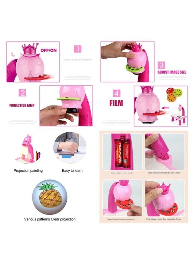 TOY GARDEN Drawing Projector for Kids - Smart Projection Painting Set with Lights & Music | Educational Learning Toy | Pink  - Image 3