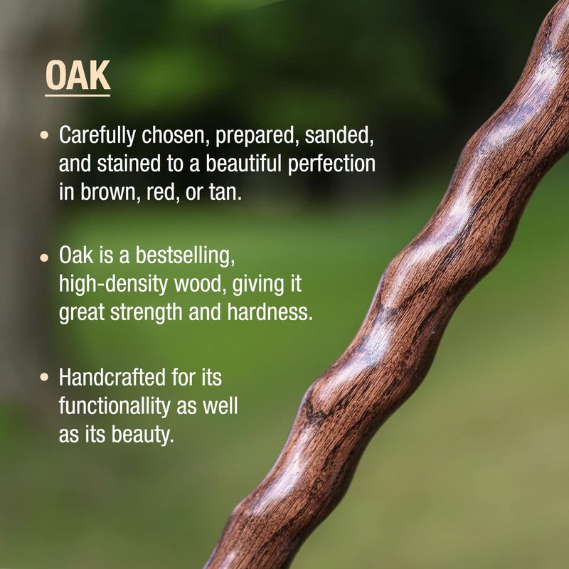 Brazos Handcrafted Wood Walking Cane, Twisted Oak, Crook Style Handle, for Men & Women, Made in the USA, Brown, 37" - Image 3