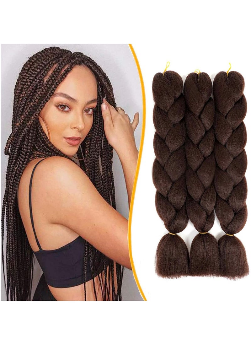 Estelle African braids Hair Extension,Crochet Braiding Hair Extensions Synthetic Braiding Hair High Temperature Synthetic Fiber Yaki Jumbo Braiding Hair (Color4/3 pcs)  - Image 1