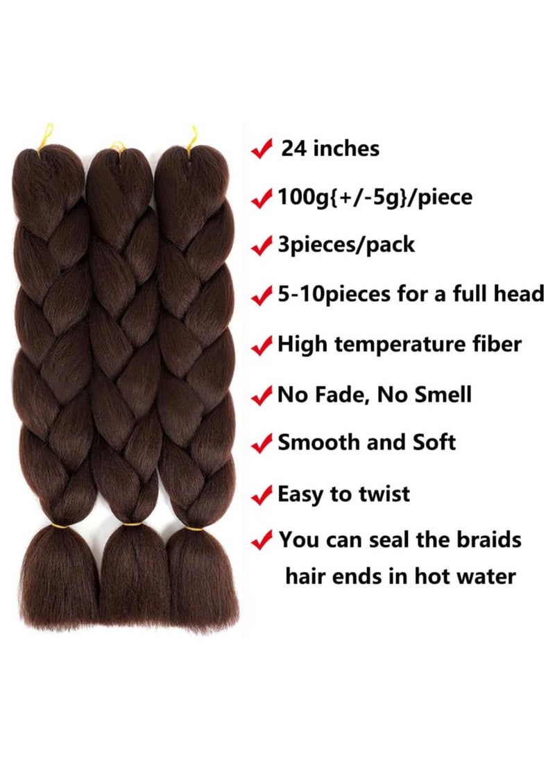 Estelle African braids Hair Extension,Crochet Braiding Hair Extensions Synthetic Braiding Hair High Temperature Synthetic Fiber Yaki Jumbo Braiding Hair (Color4/3 pcs)  - Image 4