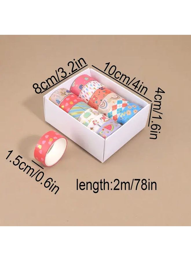 Valentine Washi Tape Set 12 Rolls Type B Heart Patterns Golden Foil Floral Dots for Scrapbooking - Image 3