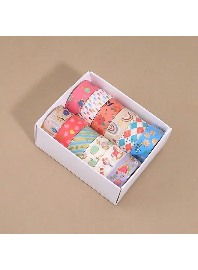 Valentine Washi Tape Set 12 Rolls Type B Heart Patterns Golden Foil Floral Dots for Scrapbooking - Image 5